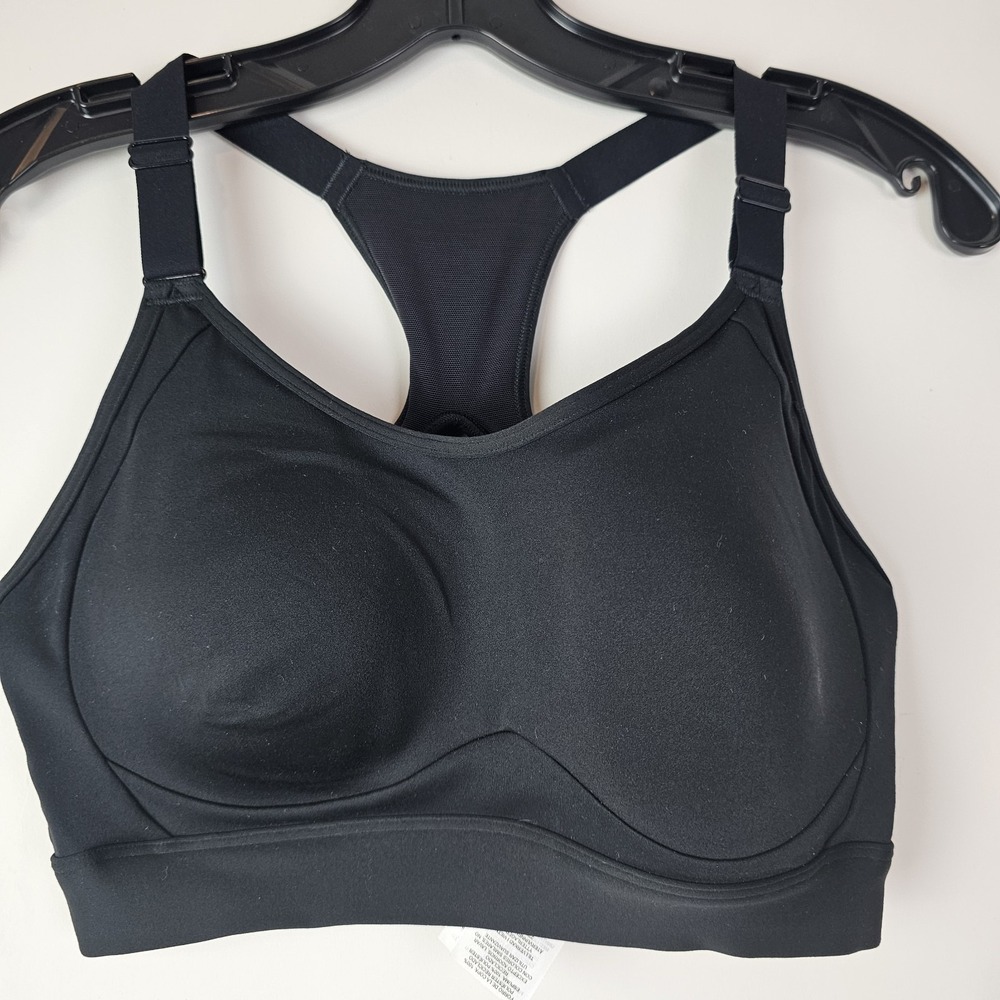 Gymshark Sports Bra Womens 32D/DD Black High Support Racerback B4A3A Yoga Gym